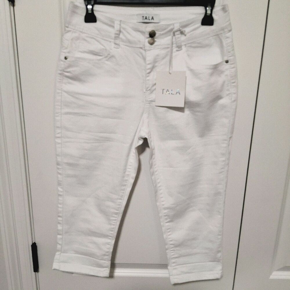 Tala Women's Soft Denim White Capri Jeans Size 10 New w/Tag